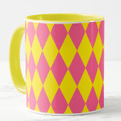 Pink and Yellow Harlequin Checkered Design  マグカップ