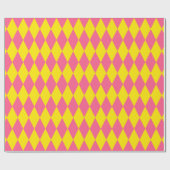 Pink and Yellow Harlequin Checkered Design ラッピングペーパー (フラット)