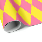 Pink and Yellow Harlequin Checkered Design ラッピングペーパー (ロールコーナー)