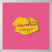 Pink and Yellow Kissing Lips ポスター (正面)
