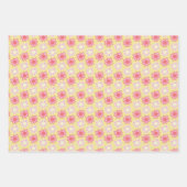 pink and yellow retro flower ラッピングペーパーシート (正面2)