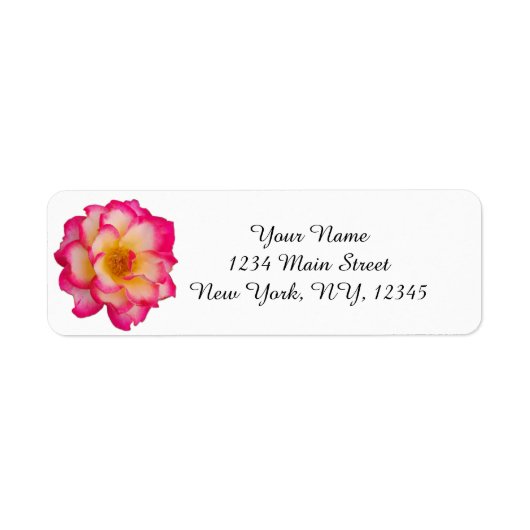 Pink and Yellow Rose Return Address Label ラベル (正面)