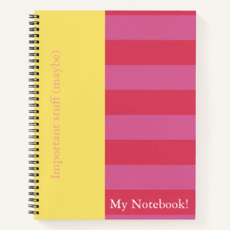 Pink and Yellow striped notebook cover design ノートブック