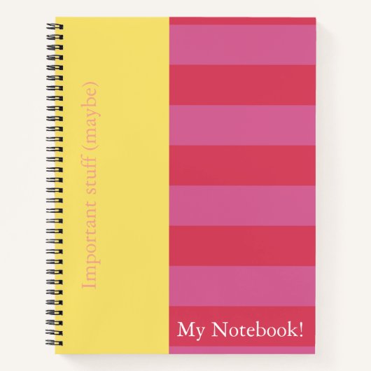 Pink and Yellow striped notebook cover design ノートブック (正面)