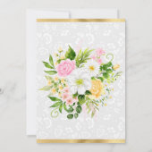 Pink and Yellow Summer Flowers Gold Baby Shower 招待状 (裏面)