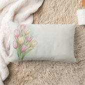 Pink and Yellow Tulip Flower Bouquet ランバークッション (ブランケット)