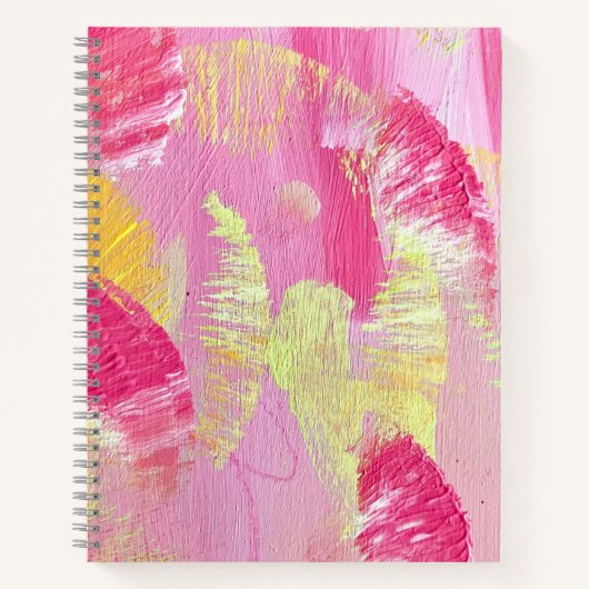 Pink and Yellow Wings Abstract Art Spiral Notebook ノートブック (正面)