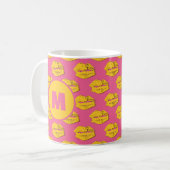 Pink and Yellow XOXO Kissing Lips Personalized コーヒーマグカップ (正面左)
