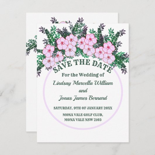 Pink anemone Greeneryフローラ保存日 (正面/裏面)