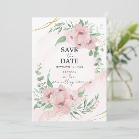Pink Anemone Save the Date 招待状 (スタンド正面)
