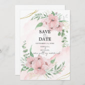 Pink Anemone Save the Date 招待状 (正面/裏面)