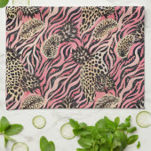 Pink Animal Print Fusion - Seamless Pattern キッチンタオル (折り畳み)