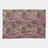 Pink Animal Print Fusion - Seamless Pattern キッチンタオル (横)