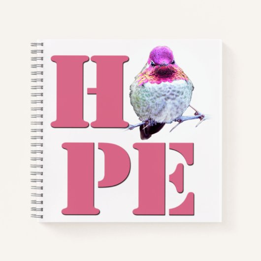 Pink Anna's Hummingbird写真HOPE 8x8ノートブック ノートブック (正面)
