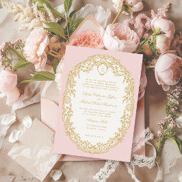 Pink Antique Paris Monogram Invitation 招待状