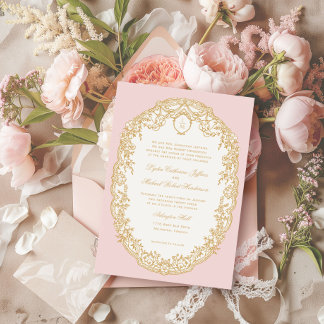 Pink Antique Paris Monogram Invitation 招待状