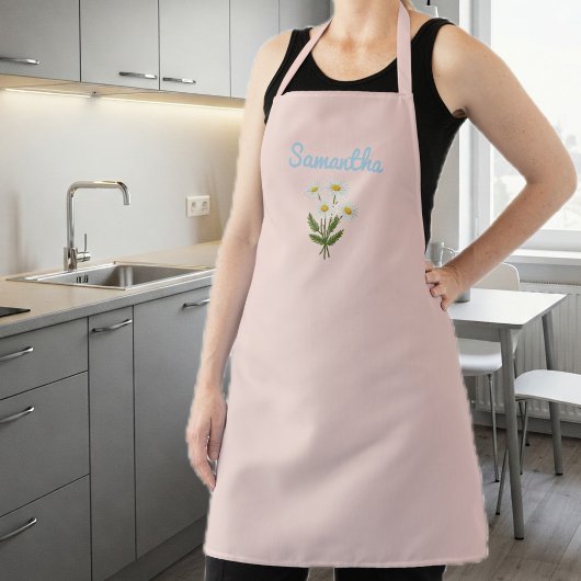 pink Apron for Women with Daisies エプロン