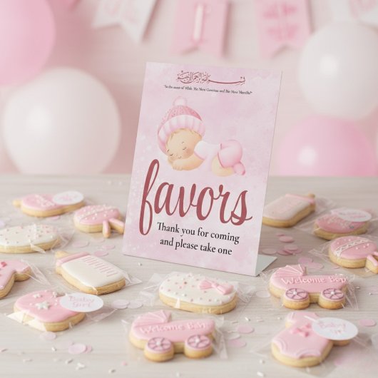 Pink Aqeeqah Baby girl Favor Sign 台座サイン