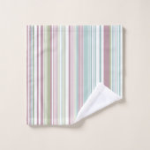 Pink, Aqua, mint, spring rain and mauve stripes バスタオルセット (ウォッシュタオル)