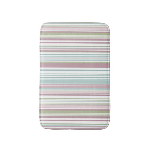 Pink, Aqua, mint, spring rain and mauve stripes バスマット (正面縦)