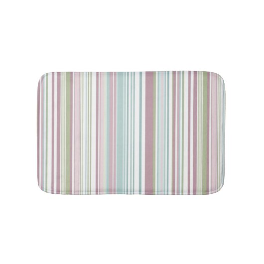 Pink, Aqua, mint, spring rain and mauve stripes バスマット (正面)