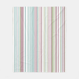 Pink, Aqua, mint, spring rain and mauve stripes フリースブランケット