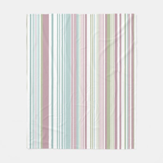 Pink, Aqua, mint, spring rain and mauve stripes フリースブランケット (正面)
