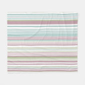 Pink, Aqua, mint, spring rain and mauve stripes フリースブランケット (正面(横))