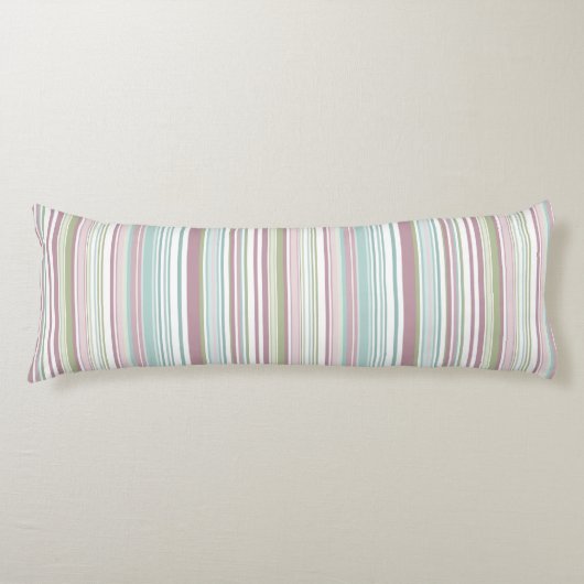 Pink, Aqua, mint, spring rain and mauve stripes ボディピロー (正面)