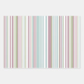 Pink, Aqua, mint, spring rain and mauve stripes ラッピングペーパーシート (正面3)