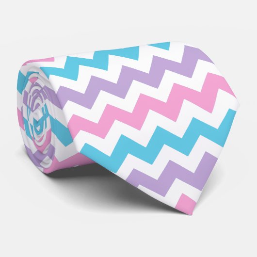 Pink, Aqua, Purple, White Chevrons Pattern ネクタイ (ロール)