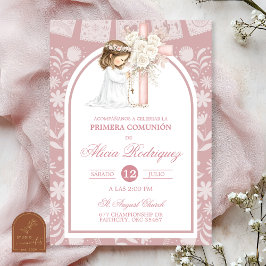 Pink Arch Cielito Lindo First Holy Communion Girl 招待状