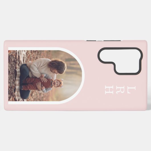 Pink Arch Frame Photo Monogram Samsung Galaxyケース (裏面横)