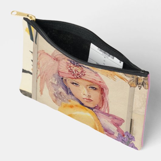 Pink Art deco accessories bag アクセサリーポーチ (見開き)