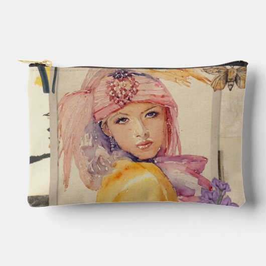 Pink Art deco accessories bag アクセサリーポーチ (正面)