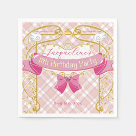 Pink Art Nouveau Princess Birthday スタンダードカクテルナプキン