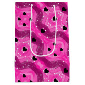 Pink art pop culture black heart ミディアムペーパーバッグ (裏面)