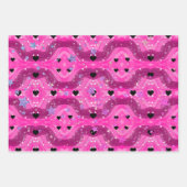 Pink art pop culture black heart ラッピングペーパーシート (正面3)