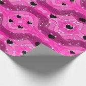 Pink art pop culture black heart ラッピングペーパー (角)