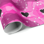Pink art pop culture black heart ラッピングペーパー (ロールコーナー)