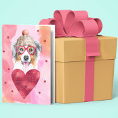 Pink Australian Shepherd Valentine's Day Gift Dog カード