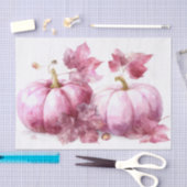Pink Autumn Pumpkins and Flowers Fall Decoupage 薄葉紙 (クラフト)