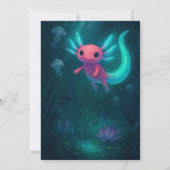 Pink Axolotl Among Jellyfish Birthday  招待状 (裏面)