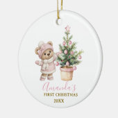 Pink Baby Bear First Christmas Keepsake セラミックオーナメント (左)