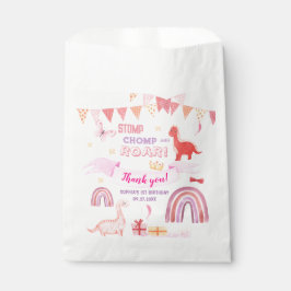 Pink Baby Dinasaur Kids Birthday Party Thank You フェイバーバッグ