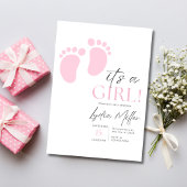 Pink Baby Feet Baby Shower Invitation, Girl Shower 招待状
