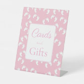 Pink Baby Footprints Baby Shower 台座サイン (正面)