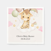 PINK BABY GIRAFFE BABY SHOWER  スタンダードカクテルナプキン (正面)