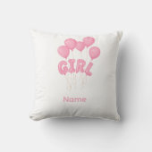 Pink Baby Girl Balloon Celebration - Cute Nursery  クッション (正面)
