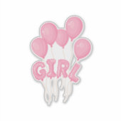 Pink Baby Girl Balloon Celebration - Cute Nursery  シール (正面)